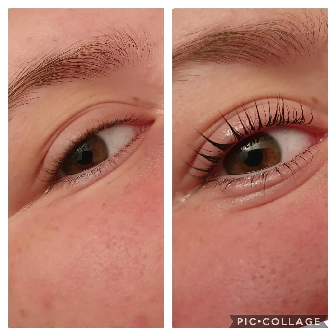 Lash lift before and after comparison
